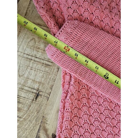 L.L Bean Linen Blend Basketweave Cardigan Sweater Women's Size L Coral - Picture 10 of 10